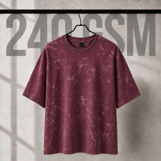VYBE Vintage Acid Wash Oversized Tee – 240 GSM